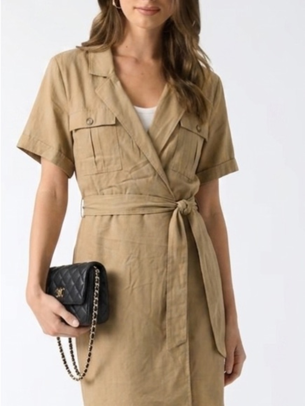 H&M Women's Nursing Wrap Utility Dress Jacket - Tan Size Large